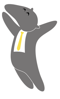 Peter the Anteater jumping for joy.