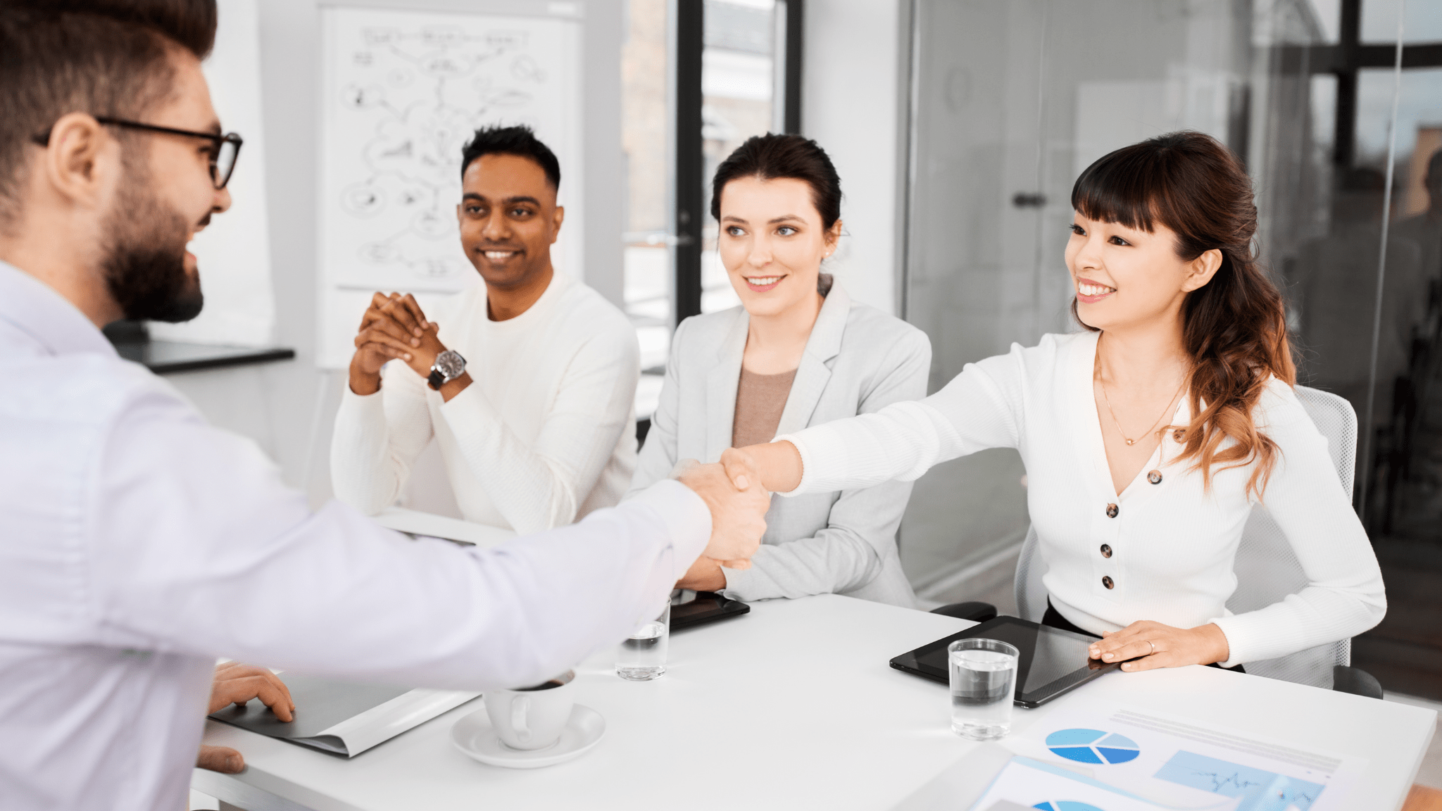 Person getting hired handshake