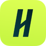 Handshake app icon. A letter "H" with lime green background