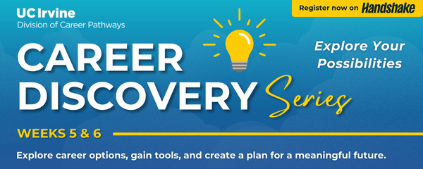 blue banner with yellow light bulb with the text Career Discovery Series